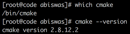 CMake version and location